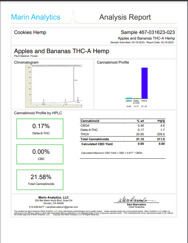 COOKIES: PRE-PACKAGED THCA FLOWER - APPLES AND BANANAS (INDICA/HYBRID) - 1G & 3.5G - Image 5
