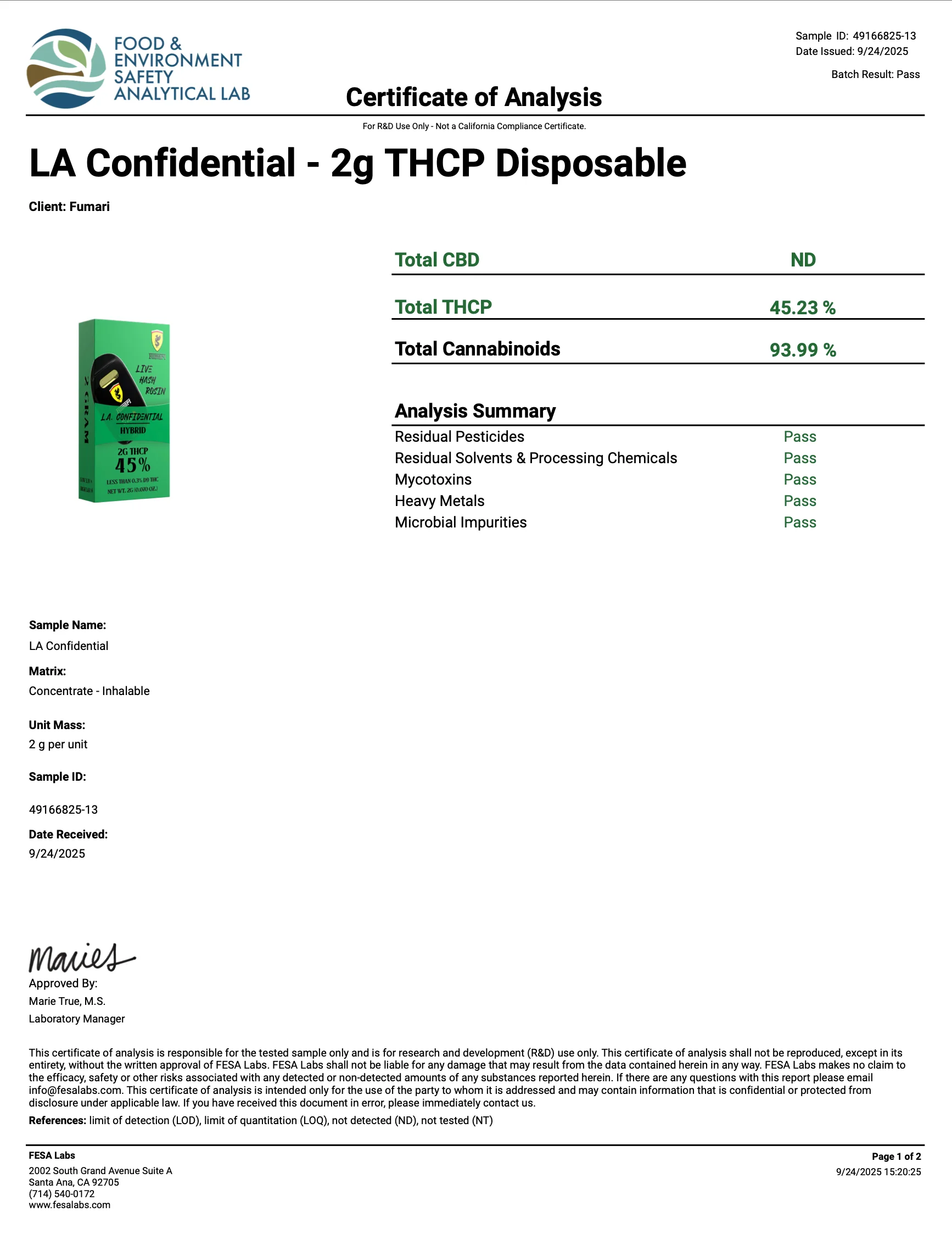 FUMARI: LIVE HASH ROSIN THCP DISPOSABLE - 2G - Image 6
