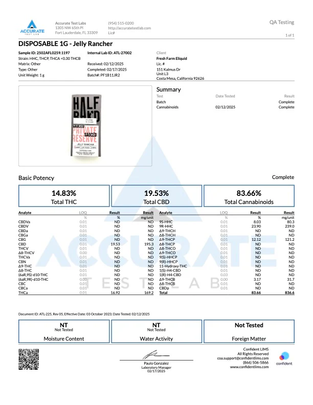 HALF BAK'D: PRIVATE RESERVE SAUCE'D DISPOSABLE - 1G - Image 9