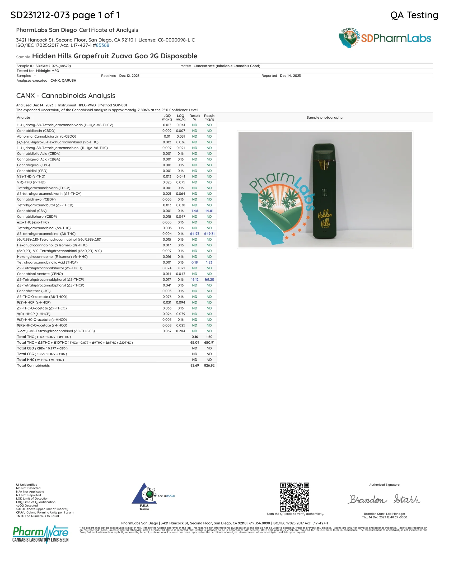 HIDDEN HILLS: NIGHT NIGHT BLEND - THC DISPOSABLES - 2G - Image 7