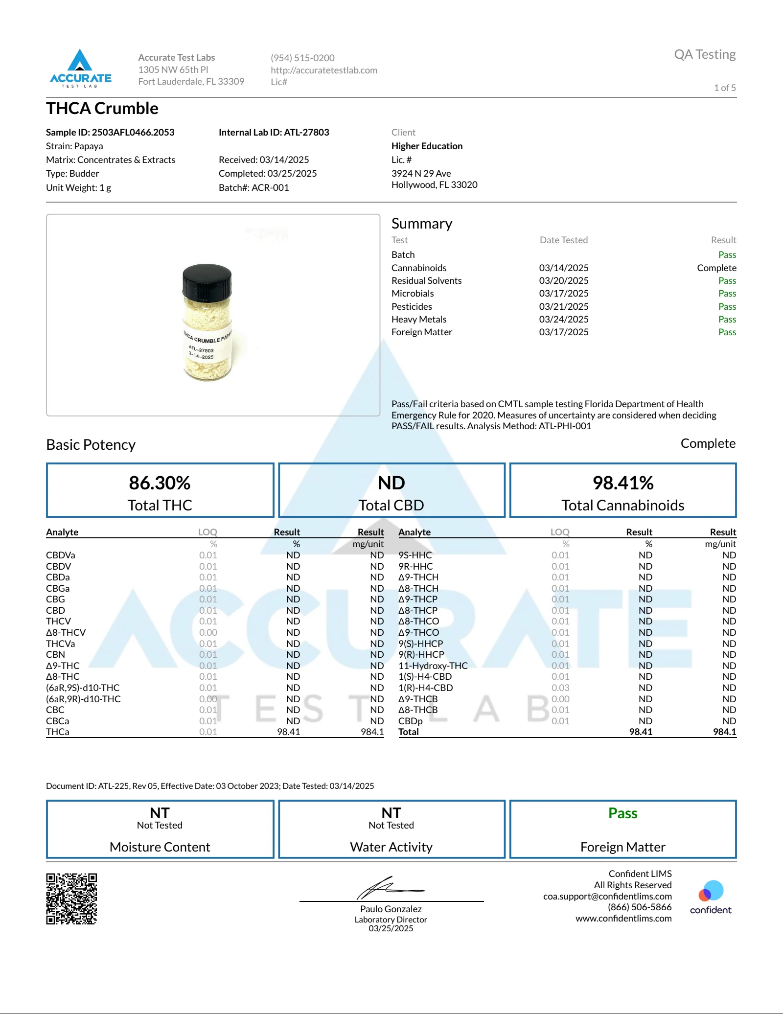HIGHER EDUCATION: FULL MELT THCA CRUMBLE - 2G - Image 5