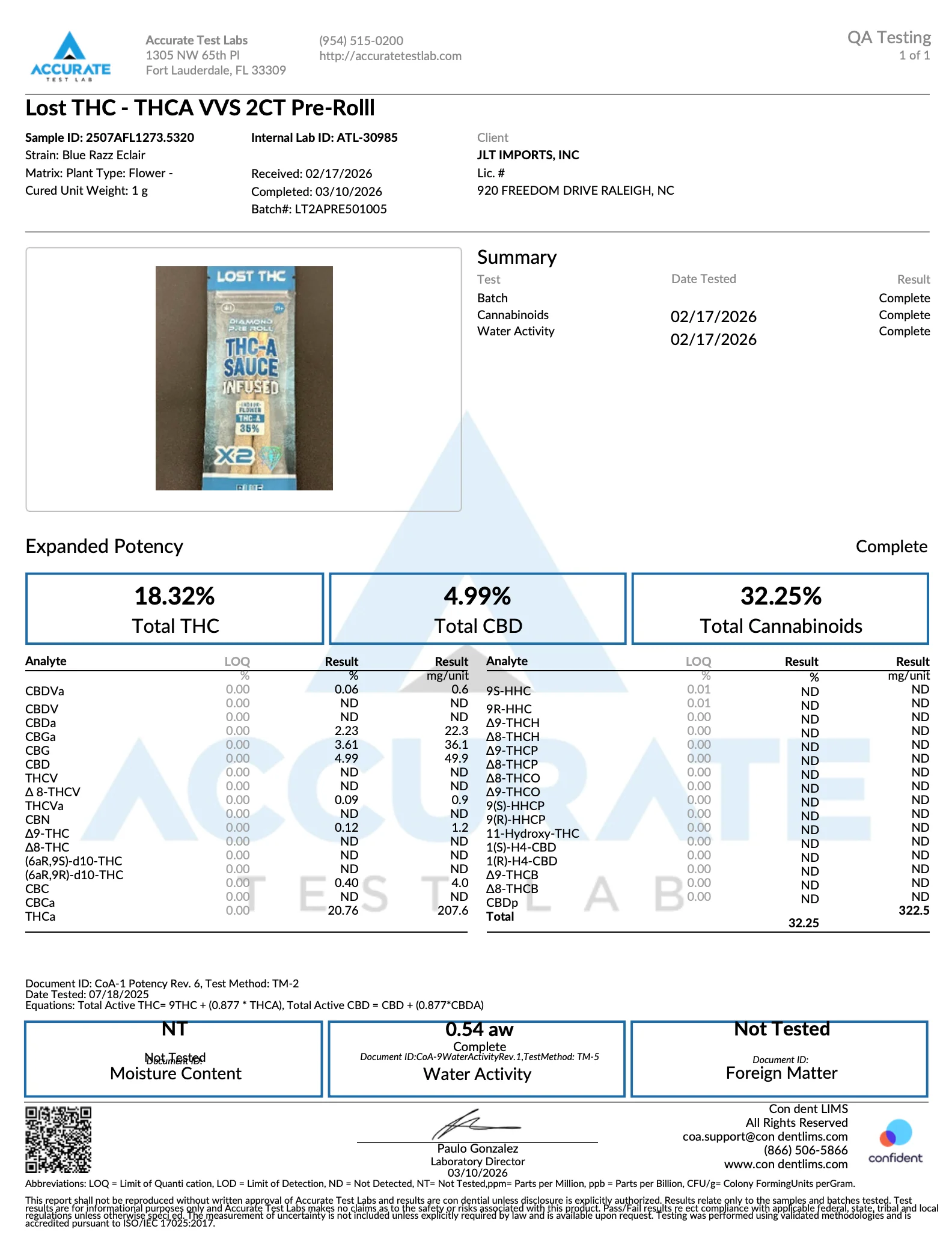 LOST THC - FLAWLESS DIAMOND THCA PREROLLS - 2 X 2G - Image 12