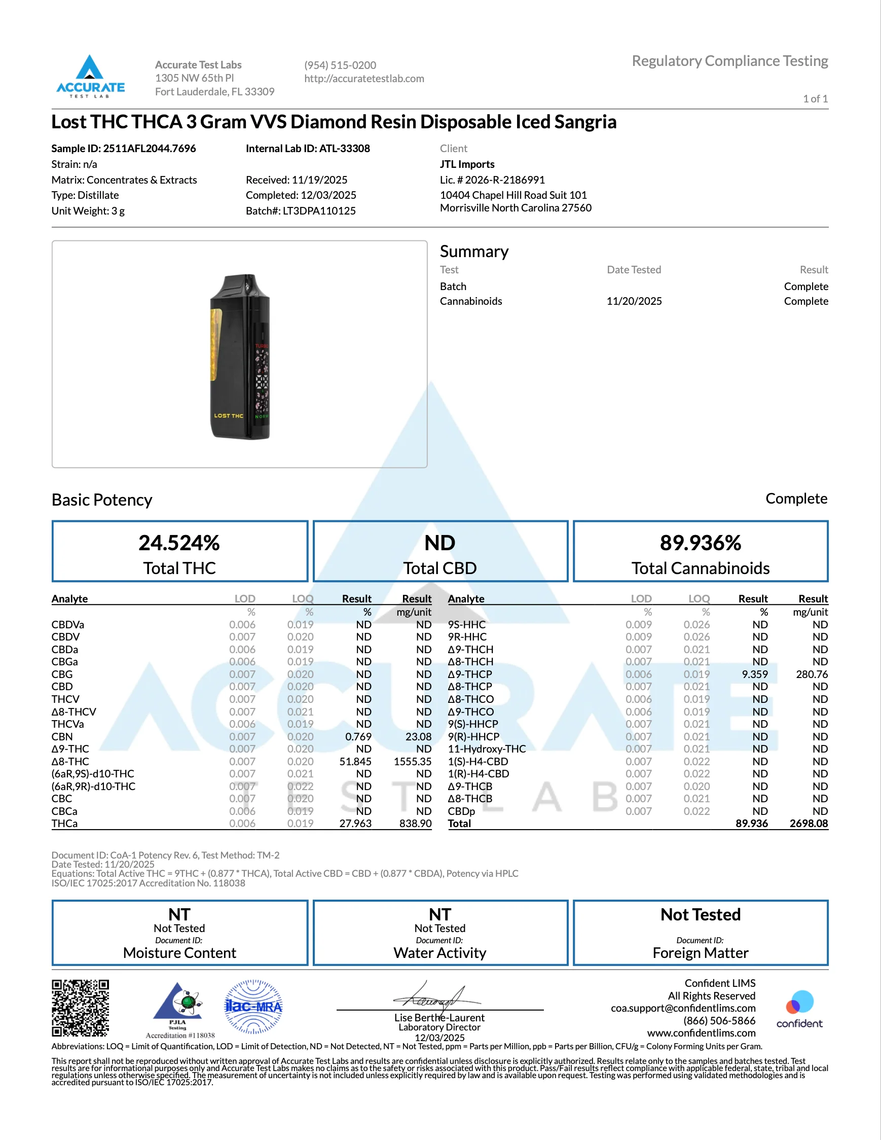 LOST THC - LIQUID DIAMOND FLAWLESS VVS THC DISPOSABLE - 3G - Image 12