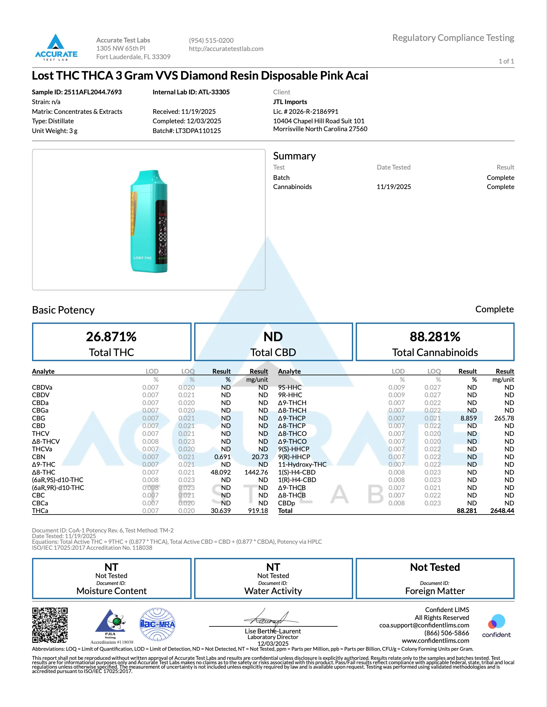 LOST THC - LIQUID DIAMOND FLAWLESS VVS THC DISPOSABLE - 3G - Image 14