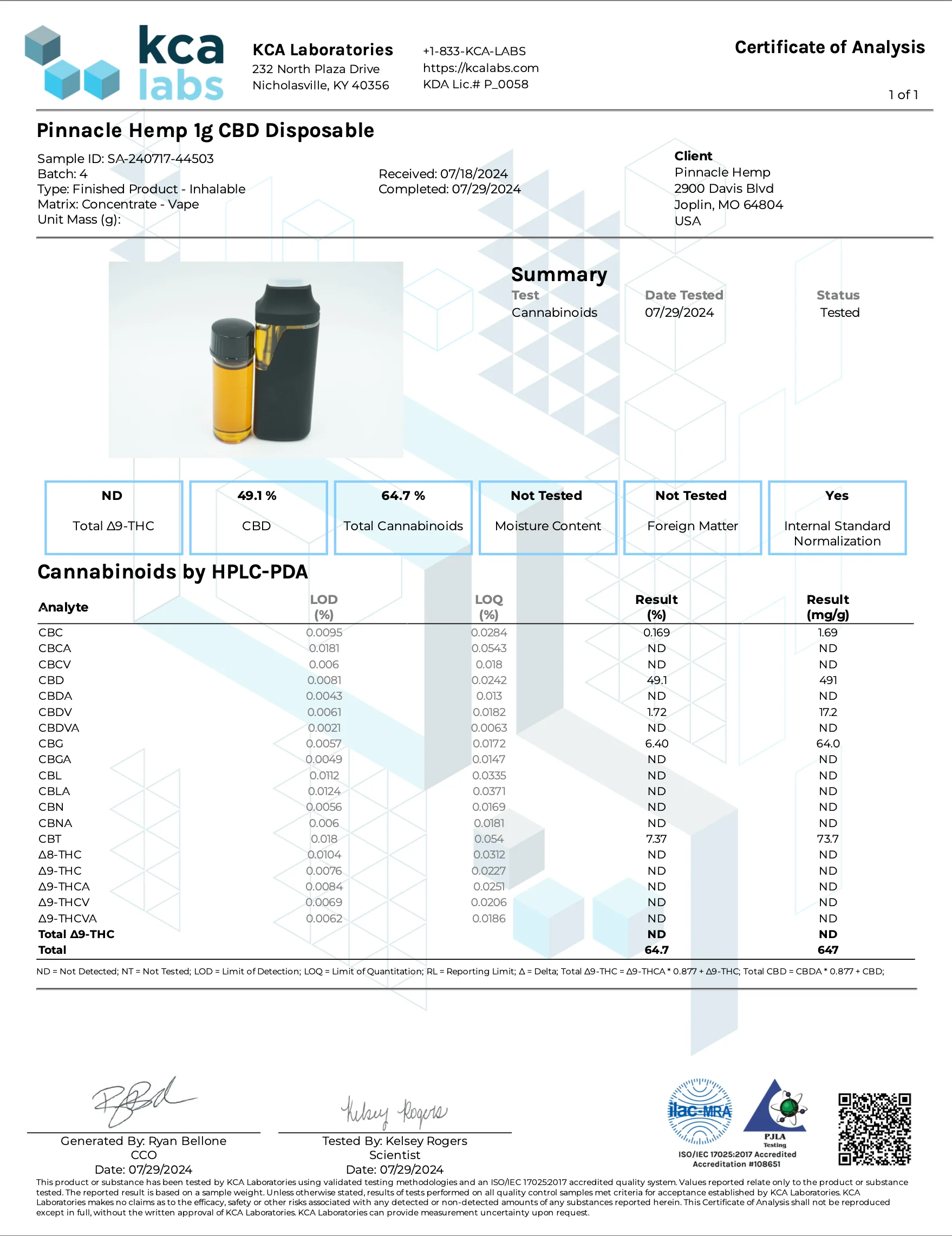 PINNACLE HEMP: LIVE RESIN CBD DISPOSABLE - 500MG - Image 3