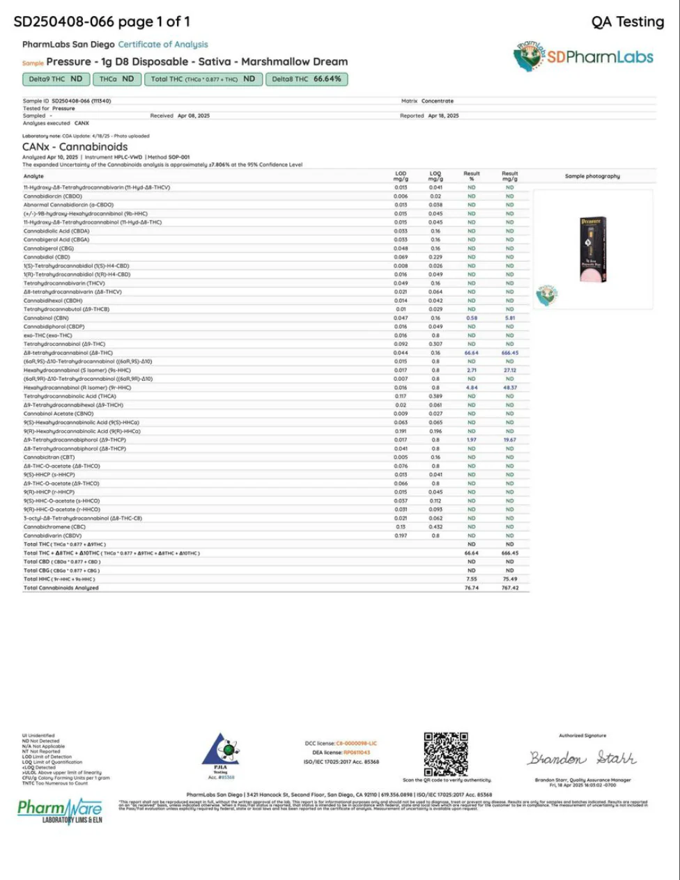 PRESSURE LOS ANGELES: ACES LIQUID DIAMOND DISPOSABLE - 1G - Image 14