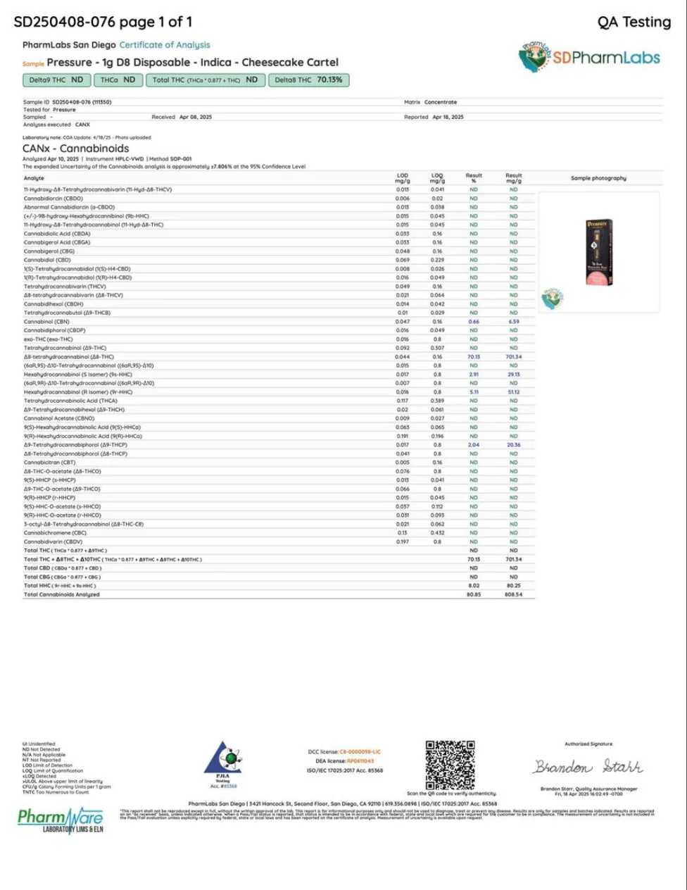 PRESSURE LOS ANGELES: ACES LIQUID DIAMOND DISPOSABLE - 1G - Image 16