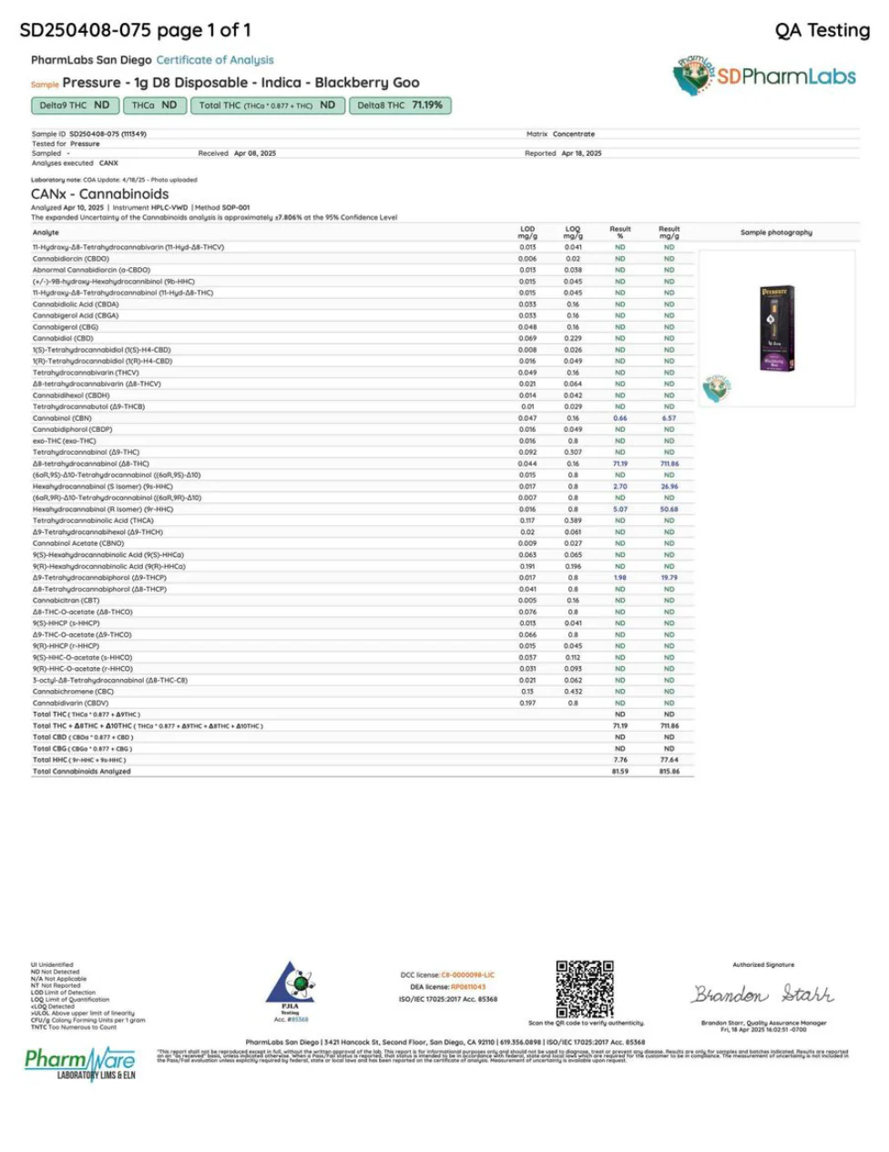 PRESSURE LOS ANGELES: ACES LIQUID DIAMOND DISPOSABLE - 1G - Image 18